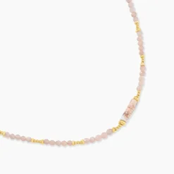 Collier Athena Acier Jaune Pierre De Synthese Turquoise