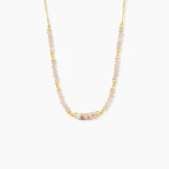 Collier Athena Acier Jaune Pierre De Synthese Turquoise