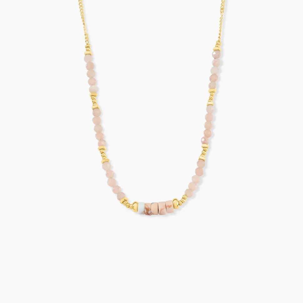 Collier Athena Acier Jaune Pierre De Synthese Turquoise