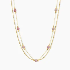 Collier Athena Acier Jaune Rhodochrosite