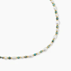 Collier Athena Acier Jaune Turquoise
