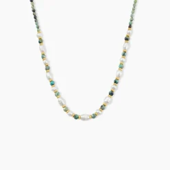 Collier Athena Acier Jaune Turquoise