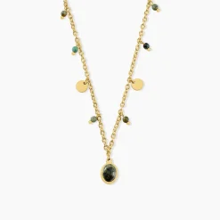 Collier Athena Acier Jaune Turquoise