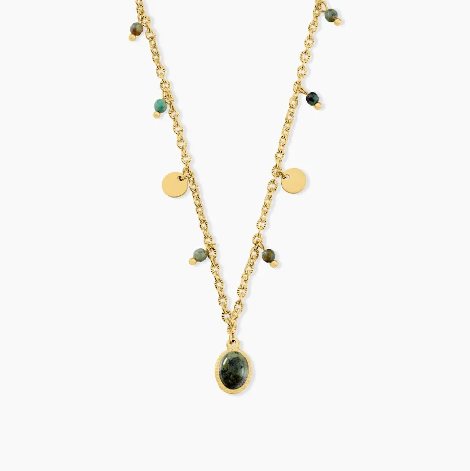 Collier Athena Acier Jaune Turquoise