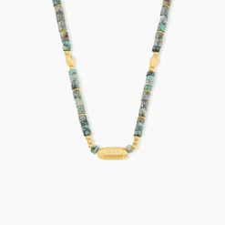 Collier Athena Acier Jaune Turquoise
