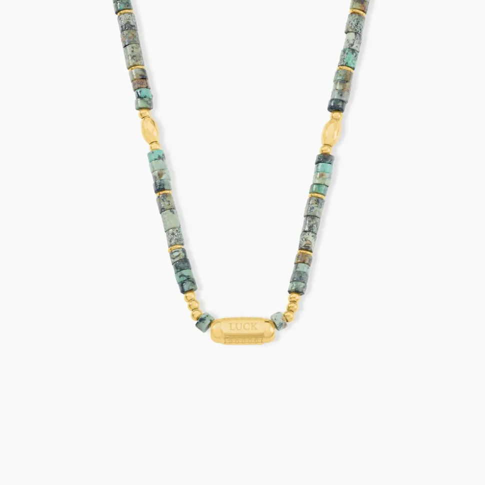 Collier Athena Acier Jaune Turquoise