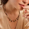 Collier Athena Acier Jaune Turquoise Amazonite Agate
