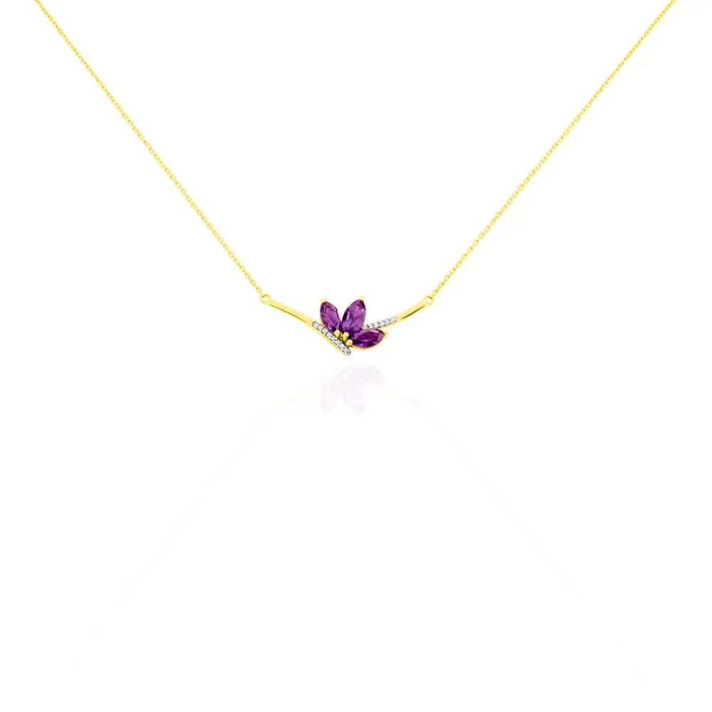 Marc Orian Colliers|Colliers Avec Pierres > Collier Augustina Or Jaune Amethyste Oxyde De Zirconium