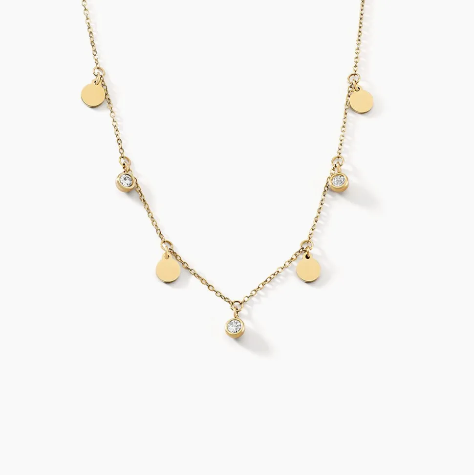Collier Aurore Acier Doré Cristal
