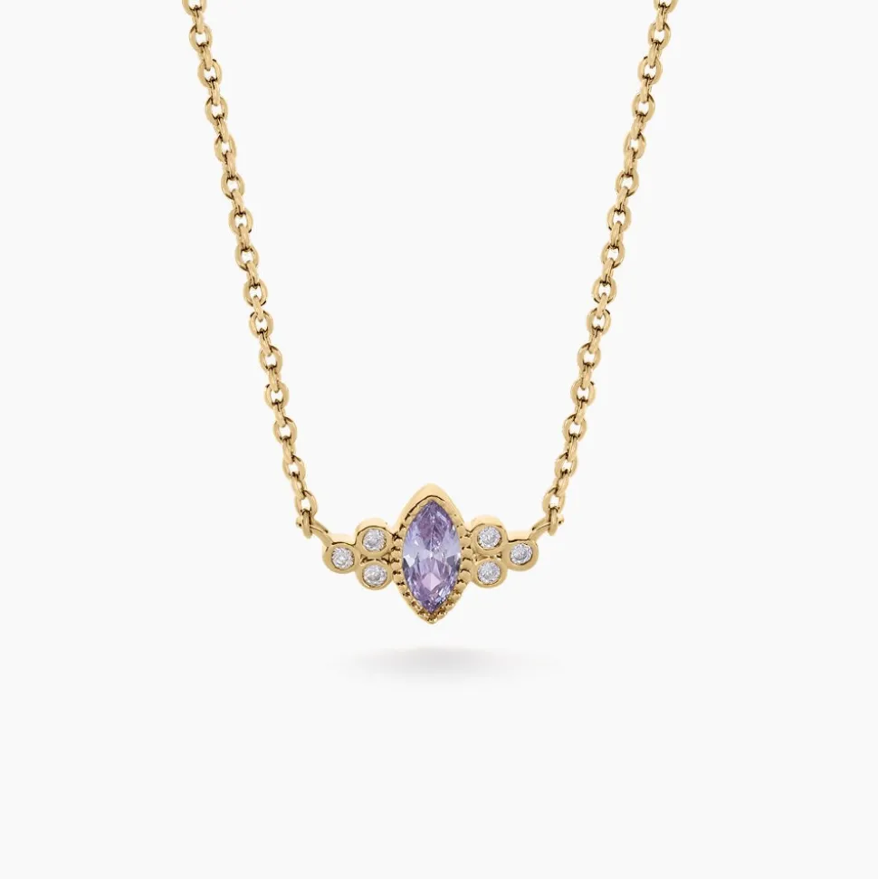 Collier Azel Plaque Or Jaune Oxyde De Zirconium
