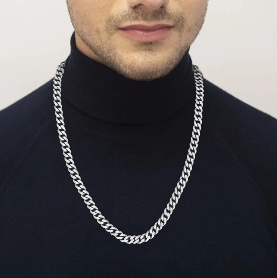 Collier Boss Chain Link Acier Blanc