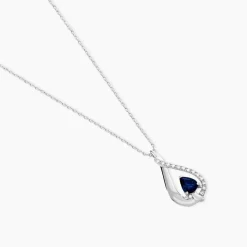 Marc Orian Colliers|Colliers Avec Pierres > Collier Boucla Or Blanc Saphir Et Diamant