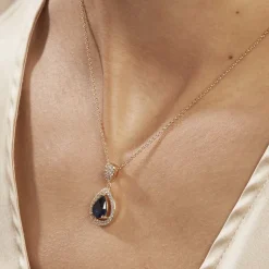 Collier Brigita Plaqué Or Pierre De Synthese Et Oxyde De Zirconium