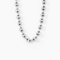 Marc Orian Colliers|Colliers Argent > Collier Carrus Maille Grain De Cafe Argent Blanc