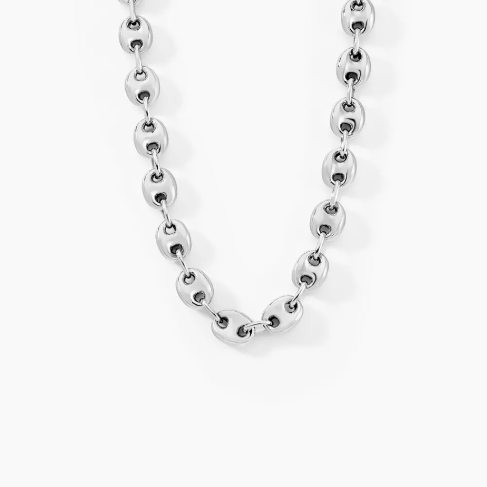 Marc Orian Colliers|Colliers Argent > Collier Carrus Maille Grain De Cafe Argent Blanc