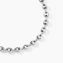 Marc Orian Colliers|Colliers Argent > Collier Carrus Maille Grain De Cafe Argent Blanc