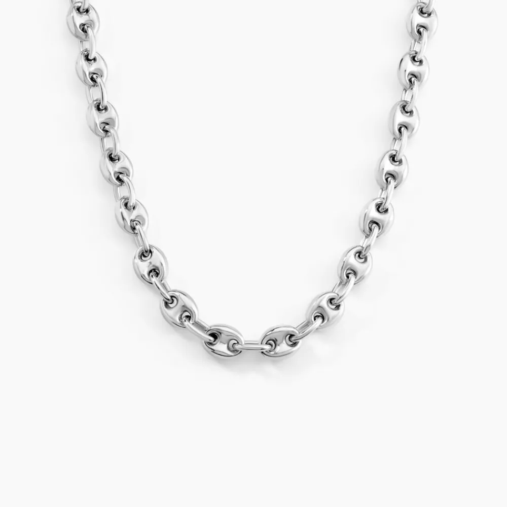 Marc Orian Colliers|Colliers Argent > Collier Carrus Maille Grain De Cafe Argent Blanc