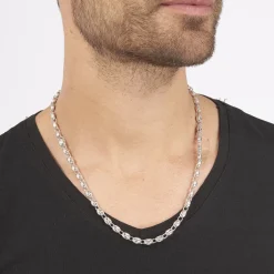 Marc Orian Colliers|Colliers Argent > Collier Carrus Maille Grain De Cafe Argent Blanc