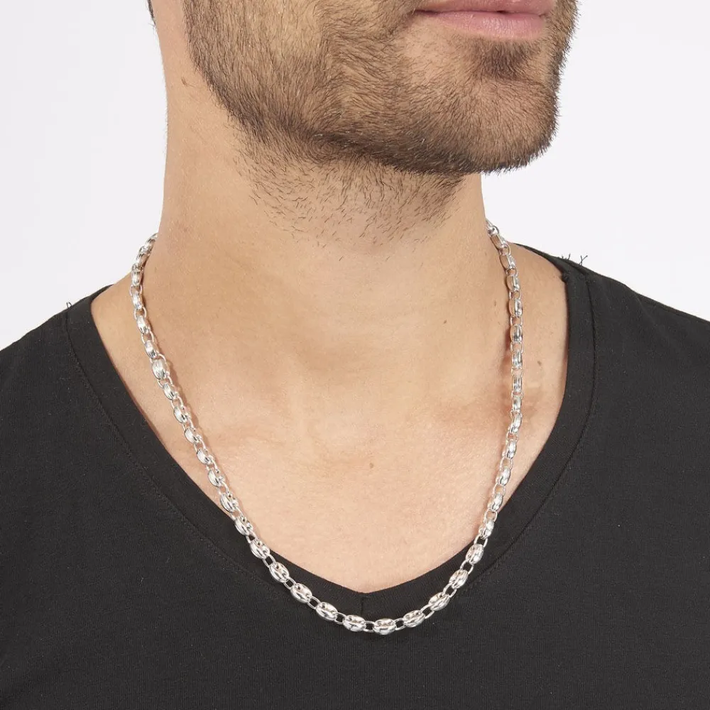 Marc Orian Colliers|Colliers Argent > Collier Carrus Maille Grain De Cafe Argent Blanc