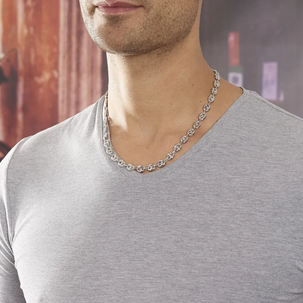 Marc Orian Colliers|Colliers Argent > Collier Carrus Maille Grain De Cafe Argent Blanc
