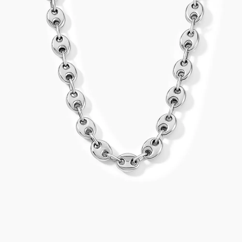 Marc Orian Colliers|Colliers Argent > Collier Carrus Maille Grain De Cafe Argent Blanc