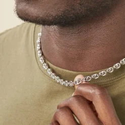 Marc Orian Colliers|Colliers Argent > Collier Carrus Maille Grain De Cafe Argent Blanc