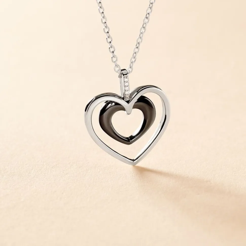 Collier Ceramik Design Argent Blanc Céramique Et Oxyde De Zirconium