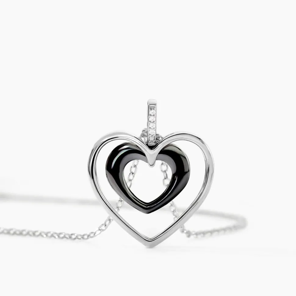 Collier Ceramik Design Argent Blanc Céramique Et Oxyde De Zirconium
