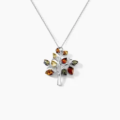 Collier Chahida Argent Blanc Ambre