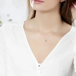 Marc Orian Colliers|Colliers Avec Pierres > Collier Charmante Et Diamant or blanc emeraude
