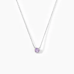 Marc Orian Colliers|Colliers Avec Pierres > Collier Clair Or Blanc Amethyste