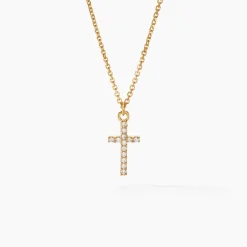 Marc Orian Colliers|Colliers Avec Pierres > Collier Cobeia Croix Maille Forçat Or Jaune Oxyde De Zirconium