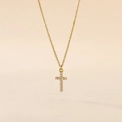 Marc Orian Colliers|Colliers Avec Pierres > Collier Cobeia Croix Maille Forçat Or Jaune Oxyde De Zirconium