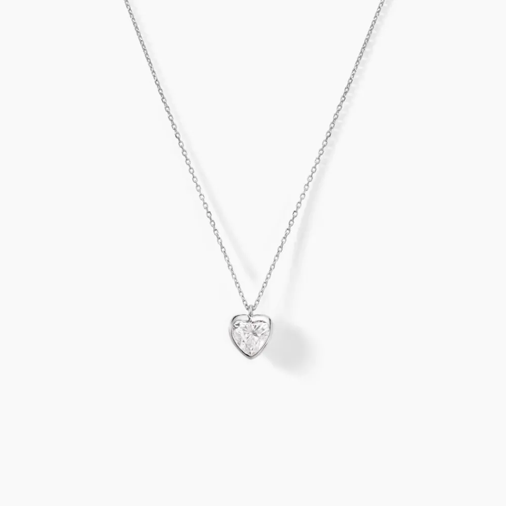 Marc Orian Colliers|Colliers Cœur > Collier Coeur Serti Clos Or Blanc Oxyde De Zirconium