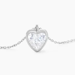 Marc Orian Colliers|Colliers Cœur > Collier Coeur Serti Clos Or Blanc Oxyde De Zirconium