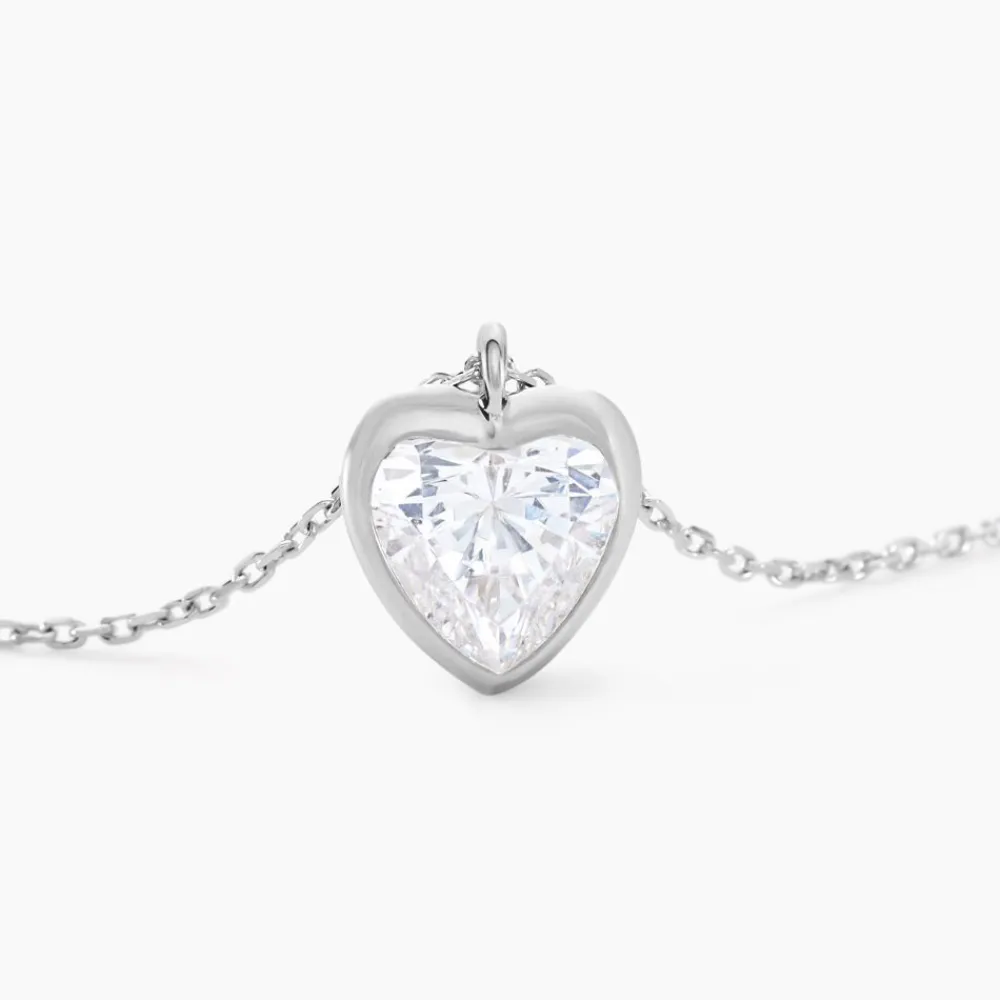 Marc Orian Colliers|Colliers Cœur > Collier Coeur Serti Clos Or Blanc Oxyde De Zirconium