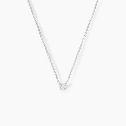 Collier Court Argent Blanc Lylwenn Oxyde De Zirconium