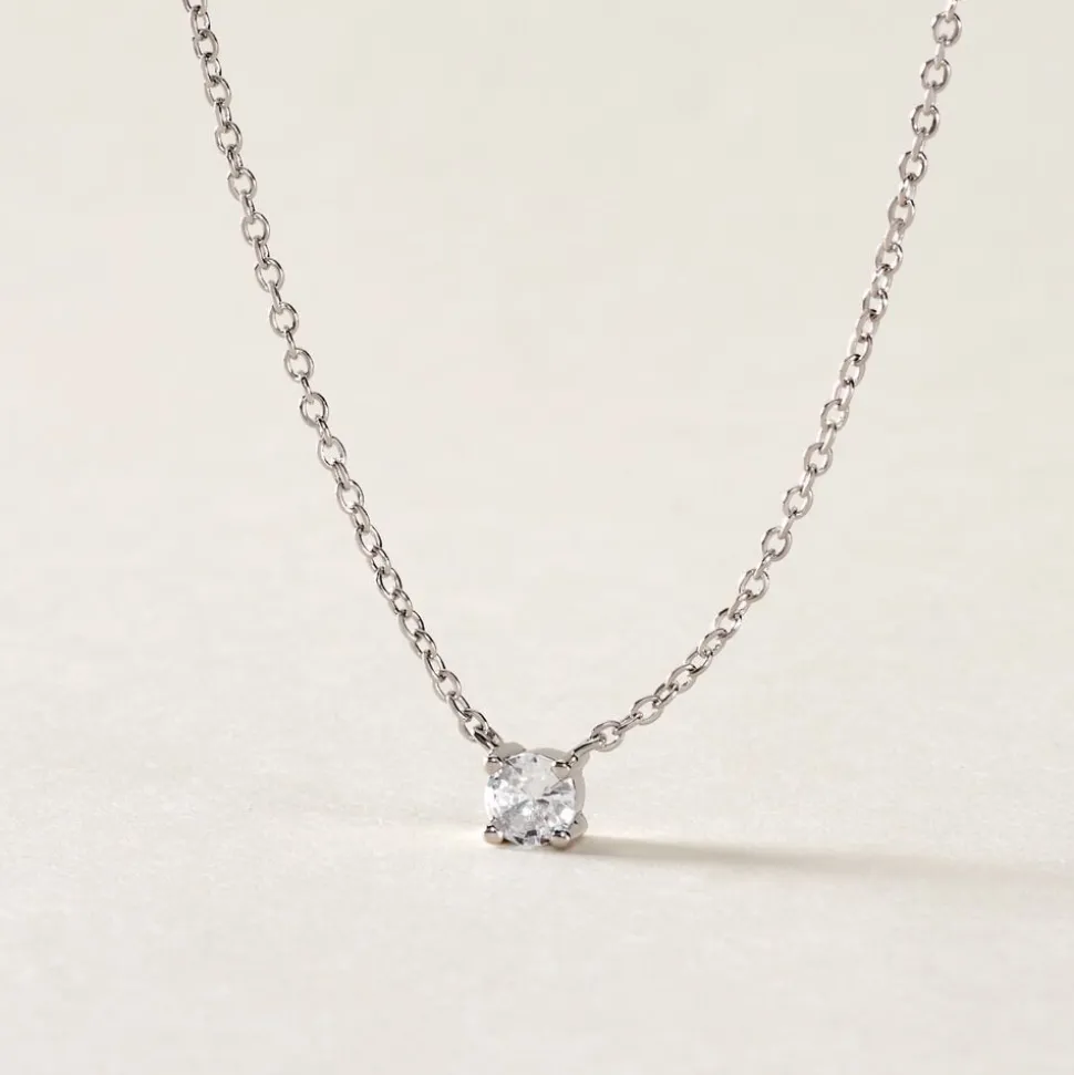 Collier Court Argent Blanc Lylwenn Oxyde De Zirconium