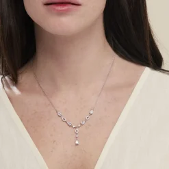 Marc Orian Colliers|Colliers Avec Pierres > Collier Cravate Argent Blanc Benedito Oxydes De Zirconium