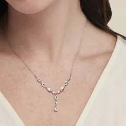 Marc Orian Colliers|Colliers Avec Pierres > Collier Cravate Argent Blanc Benedito Oxydes De Zirconium