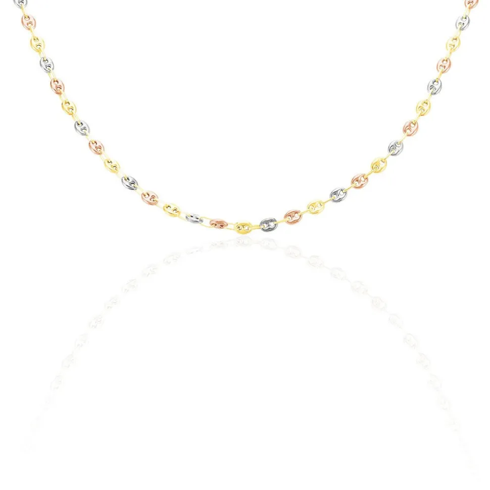 Collier Dami Maille Grain De Cafe Or Tricolore