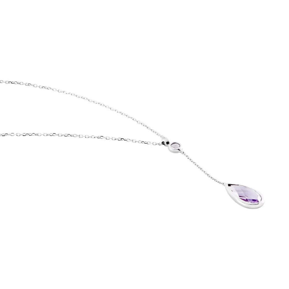 Marc Orian Colliers|Colliers Avec Pierres > Collier Dennis Or Blanc Amethyste or blanc amethyste violette