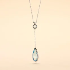 Marc Orian Colliers|Colliers Avec Pierres > Collier Dennis Or Blanc Topaze or blanc topaze bleu sky