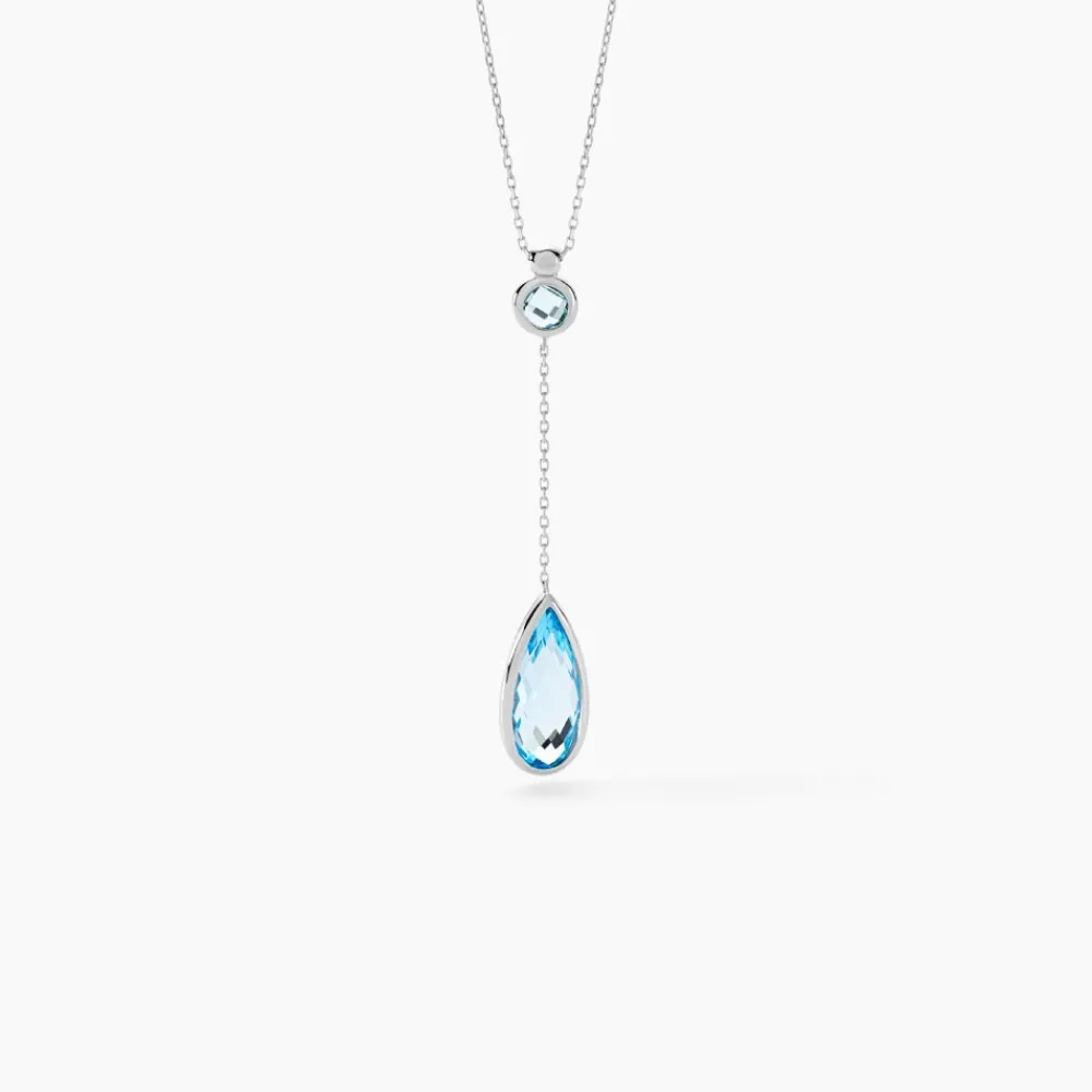 Marc Orian Colliers|Colliers Avec Pierres > Collier Dennis Or Blanc Topaze or blanc topaze bleu sky