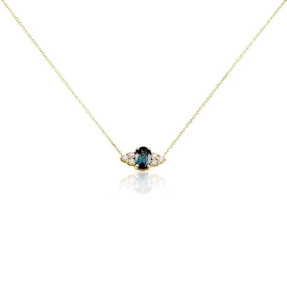 Collier Diapre Or Jaune Topaze Oxyde De Zirconium