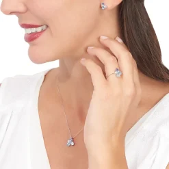 Marc Orian Colliers|Colliers Avec Pierres > Collier Doryne Or Blanc Topaze Et Oxyde De Zirconium
