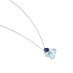 Marc Orian Colliers|Colliers Avec Pierres > Collier Doryne Or Blanc Topaze Et Oxyde De Zirconium