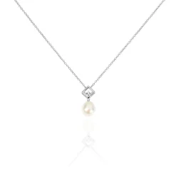 Collier Drusilla Argent Blanc Perle De Culture Et Oxyde De Zirconium