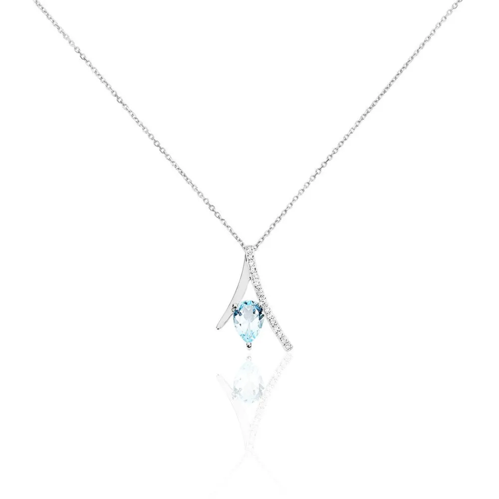 Marc Orian Colliers|Colliers Avec Pierres > Collier Electa Or Blanc Topaze Et Oxyde De Zirconium