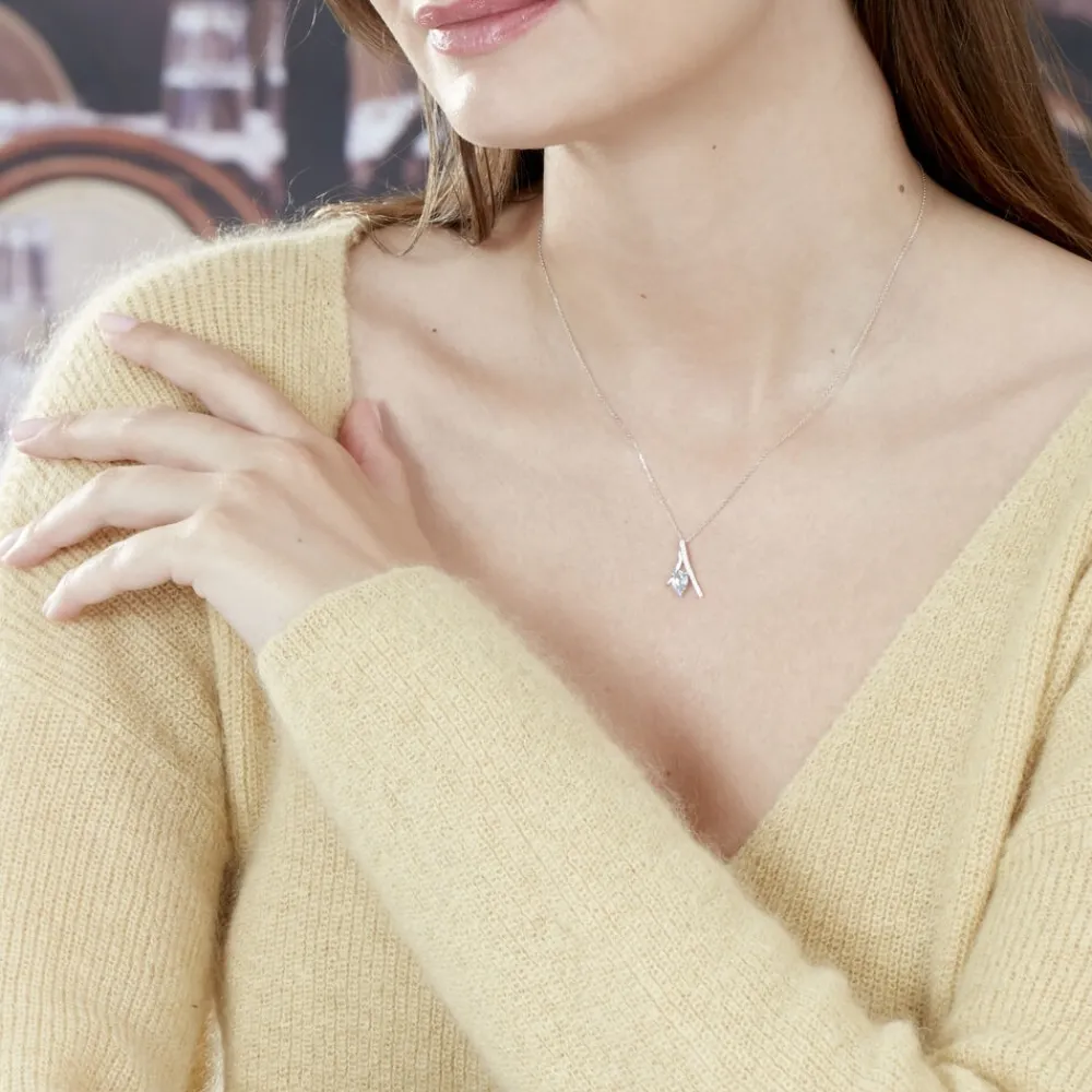 Marc Orian Colliers|Colliers Avec Pierres > Collier Electa Or Blanc Topaze Et Oxyde De Zirconium